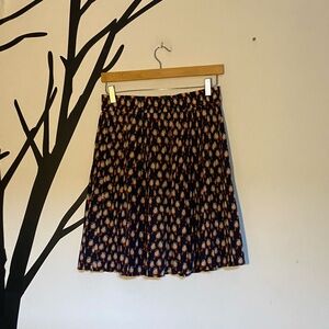Ketz-ke pleated circle skirt with bird pattern